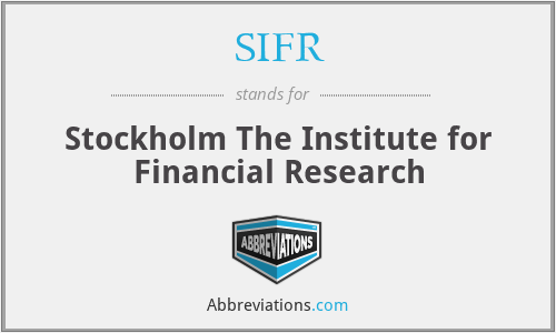 SIFR - Stockholm The Institute for Financial Research