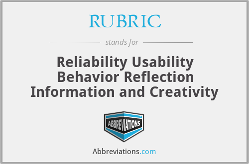 RUBRIC - Reliability Usability Behavior Reflection Information and Creativity