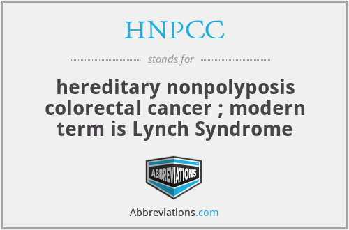 HNPCC - hereditary nonpolyposis colorectal cancer ; modern term is Lynch Syndrome