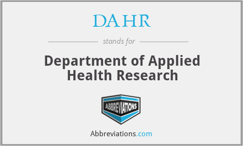 DAHR - Department of Applied Health Research