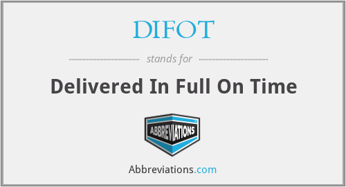 DIFOT - Delivered In Full On Time