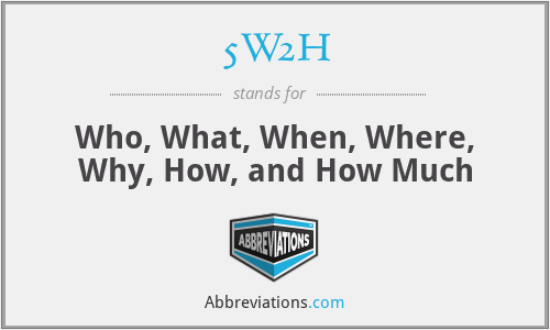5W2H - Who, What, When, Where, Why, How, and How Much