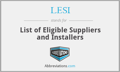 LESI - List of Eligible Suppliers and Installers
