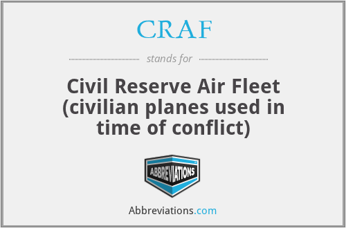 CRAF - Civil Reserve Air Fleet (civilian planes used in time of conflict)