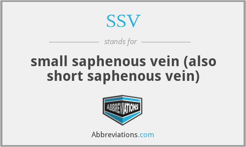 SSV - small saphenous vein (also short saphenous vein)
