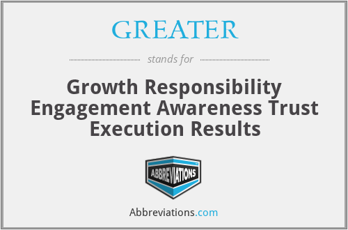 GREATER - Growth Responsibility Engagement Awareness Trust Execution Results