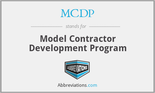 MCDP - Model Contractor Development Program