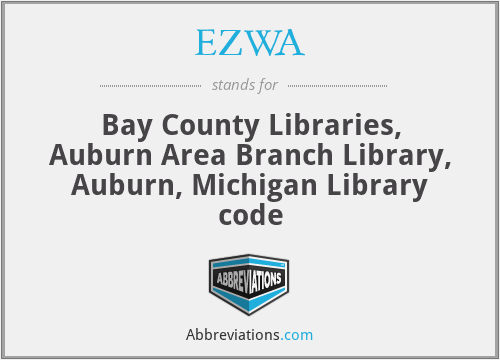 EZWA - Bay County Libraries, Auburn Area Branch Library, Auburn, Michigan Library code