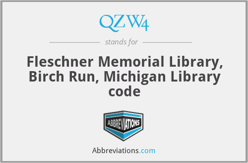 QZW4 - Fleschner Memorial Library, Birch Run, Michigan Library code