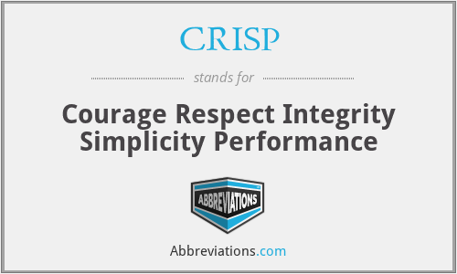 CRISP - Courage Respect Integrity Simplicity Performance