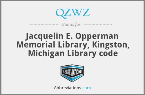 QZWZ - Jacquelin E. Opperman Memorial Library, Kingston, Michigan Library code