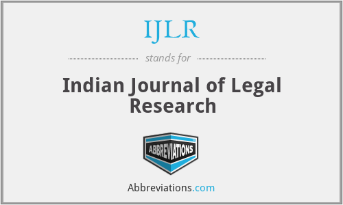 IJLR - Indian Journal of Legal Research