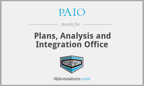 PAIO - Plans, Analysis and Integration Office