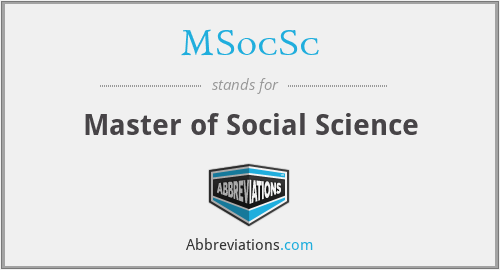 MSocSc - Master of Social Science