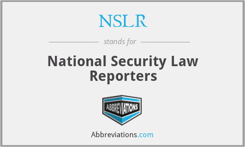 NSLR - National Security Law Reporters