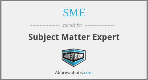SME - Subject Matter Expert