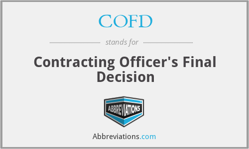 COFD - Contracting Officer's Final Decision
