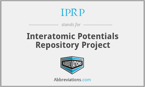 IPRP - Interatomic Potentials Repository Project