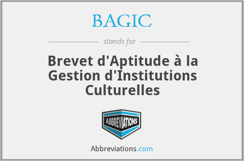BAGIC - Brevet d'Aptitude à la Gestion d'Institutions Culturelles
