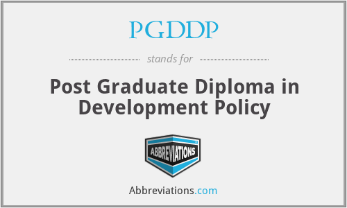 PGDDP - Post Graduate Diploma in Development Policy