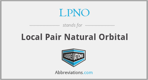 LPNO - Local Pair Natural Orbital