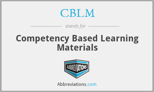 CBLM - Competency Based Learning Materials