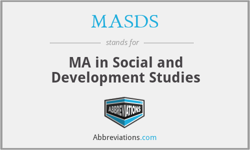 MASDS - MA in Social and Development Studies