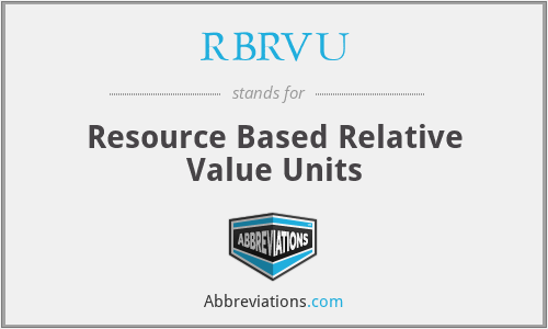 RBRVU - Resource Based Relative Value Units