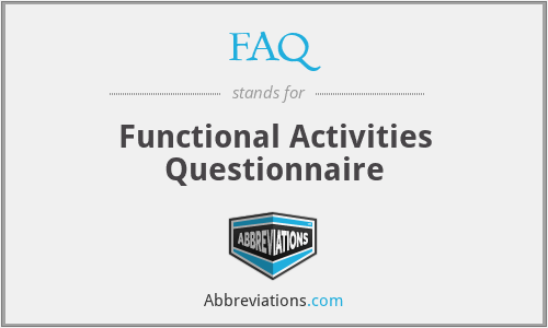 FAQ - Functional Activities Questionnaire