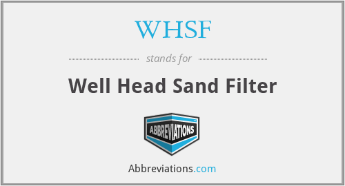 WHSF - Well Head Sand Filter
