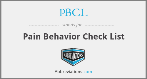 PBCL - Pain Behavior Check List