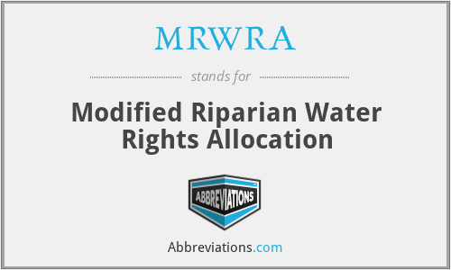 MRWRA - Modified Riparian Water Rights Allocation