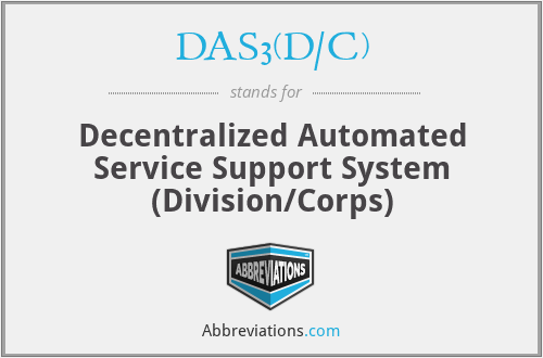 DAS3(D/C) - Decentralized Automated Service Support System (Division/Corps)