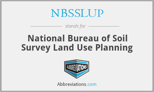 NBSSLUP - National Bureau of Soil Survey Land Use Planning