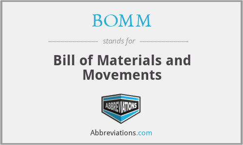 BOMM - Bill of Materials and Movements