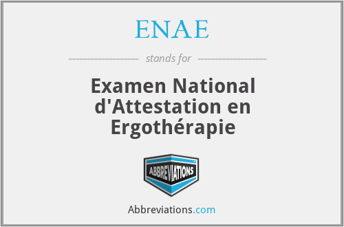 ENAE - Examen National d'Attestation en Ergothérapie