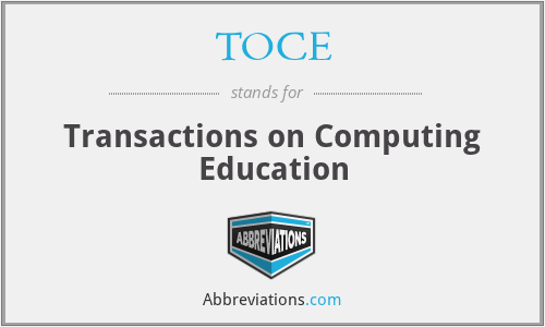 TOCE - Transactions on Computing Education
