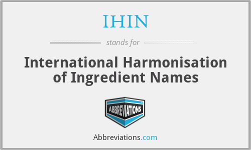 IHIN - International Harmonisation of Ingredient Names