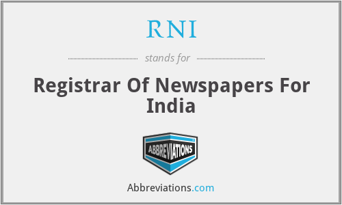 RNI - Registrar Of Newspapers For India