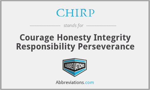 CHIRP - Courage Honesty Integrity Responsibility Perseverance