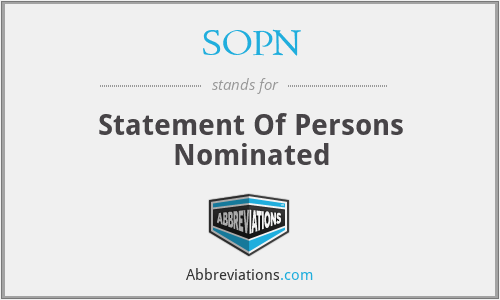 SOPN - Statement Of Persons Nominated