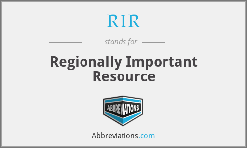 RIR - Regionally Important Resource