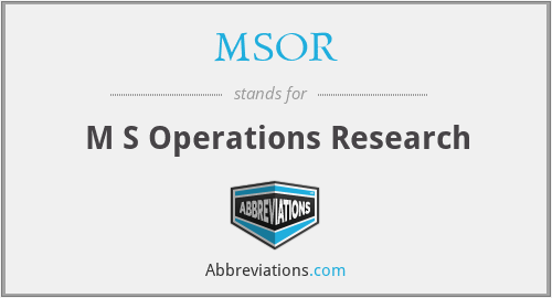 MSOR - M S Operations Research