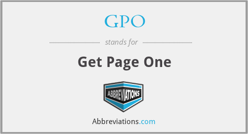 GPO - Get Page One