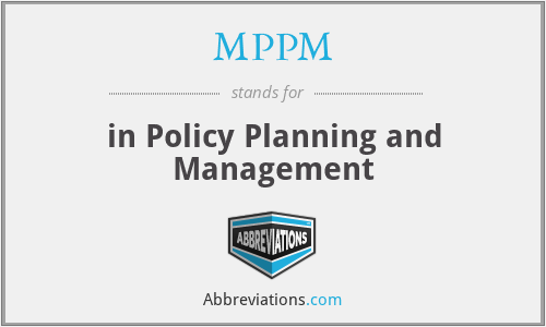 MPPM - in Policy Planning and Management