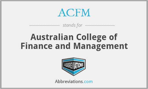 ACFM - Australian College of Finance and Management