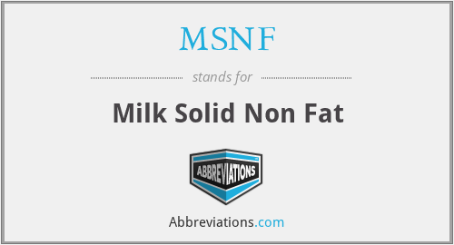 MSNF - Milk Solid Non Fat