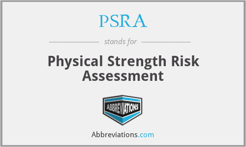 PSRA - Physical Strength Risk Assessment
