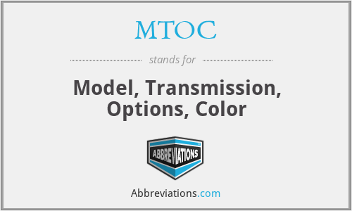 MTOC - Model, Transmission, Options, Color