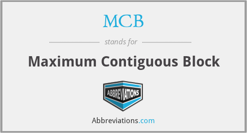 MCB - Maximum Contiguous Block